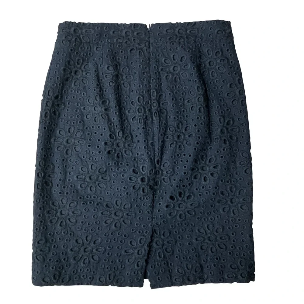J. Crew Women's Eyelet Crochet Floral Career Retro Cotton Pencil Skirt Size0P - Picture 3 of 8